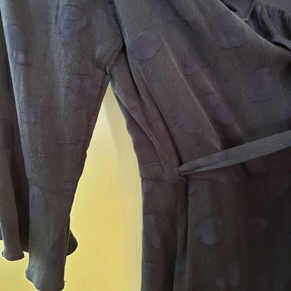 Line & Dot Ruffle Wrap Fully Lined Mini Dress - Picture 8 of 9